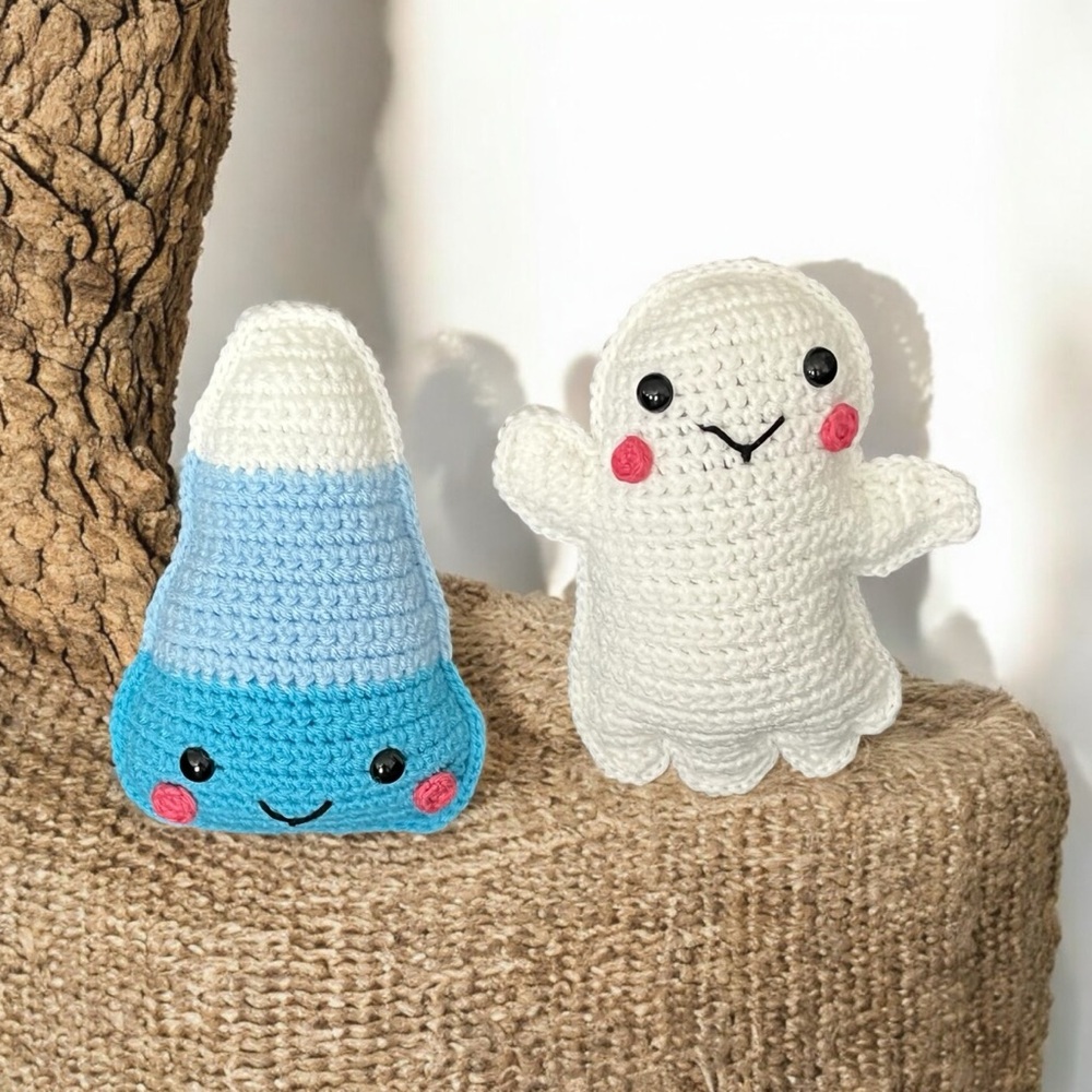 Set of 1 Candy Corn & 1 Ghost Mini Crochet Cuddler